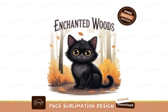 Fluffy black cat enchanted woods autumn Product Image 1