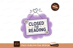 Closed For Reading Sign purple white Product Image 1