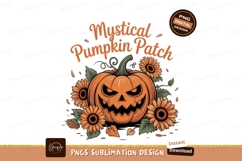 Spooky pumpkin surrounded by sunflowers jackolantern Product Image 1