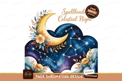 Crescent moon celestial floral night stars Product Image 1