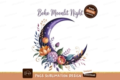 Purple crescent moon floral arrangement flowers leaves Product Image 1
