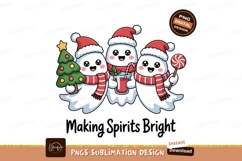 Cute Christmas Ghosts Holding Festive Items holiday Product Image 1