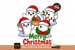 Festive sheep wearing santa hats and christmas decorations Product Image 1