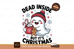 Cute ghost with candy cane hot chocolate and gingerbread man Product Image 1