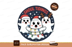 Cute ghosts wearing Christmas hats and lights image Product Image 1