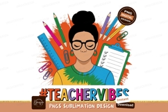 Woman teacher art with school supplies glasses pencils Product Image 1