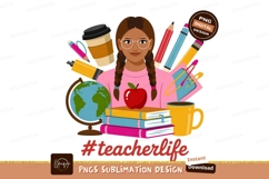 Girl with school supplies and apple glasses braids Product Image 1