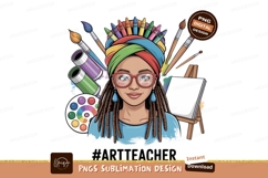 Colorful artist woman with art supplies image Product Image 1