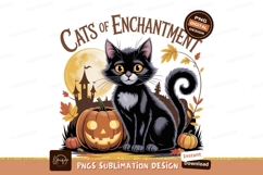 Black cat pumpkin moon castle image Product Image 1
