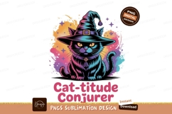 Black cat witch hat colorful splash yellow Product Image 1