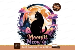 Black cat moonlit castle night Product Image 1
