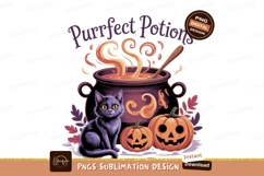 Black cat pumpkins cauldron potion image Product Image 1