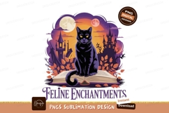 Black cat sitting on open book with spooky castle background Product Image 1