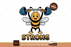 Yellow bee lifting blue barbell black Product Image 1