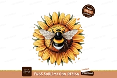 Bumblebee on bright sunflower yellow orange Product Image 1