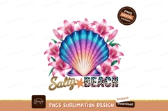 Colorful seashell pink lilies beach text image Product Image 1