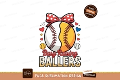 Baseball softball hearts bow image Product Image 1