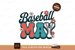 Baseball May Flowers retro graphic Product Image 1