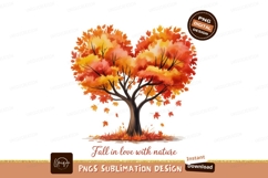 Heart shaped autumn tree falling leaves orange Product Image 1