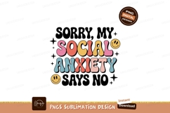 Retro Social Anxiety Smiley text Product Image 1