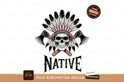 Skull headdress axes tribal word feathers Product Image 1