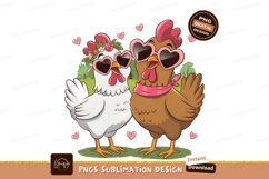 Cute Chicken Couple In Love Sublimation Png Product Image 1