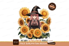 Witch girl surrounded by sunflowers anime yellow Product Image 1
