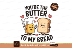 Cute Butter And Bread Cartoon Love Product Image 1