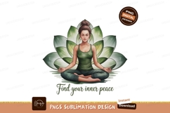 Woman meditating green lotus peaceful yoga flower Product Image 1