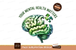 Green brain puzzle piece missing mental health Product Image 1