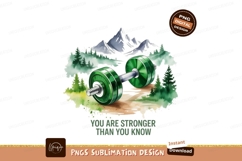 Green dumbbell mountains forest scene nature Product Image 1