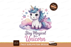 Cute unicorn on clouds with stars magical fantasy Product Image 1