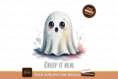 Cute ghost with colorful splashes white black Product Image 1