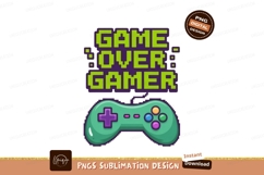 Pixelated game over gamer text and controller image Product Image 1