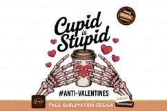 Skeleton hands hold coffee cup hearts image Product Image 1