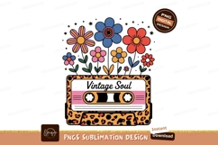 Retro cassette tape with colorful flowers and leopard print Product Image 1