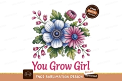 Blue pink floral bouquet flowers Product Image 1