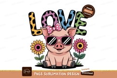 Piggy wearing sunglasses and bow flowers love Product Image 1