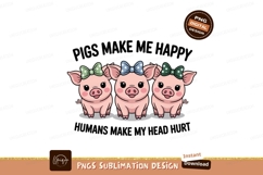 Pink pigs wearing bows cartoon cute Product Image 1