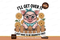 Pig wearing glasses and bandana with sunflowers fence Product Image 1