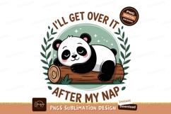 Sleeping panda on log with leaves cute Product Image 1