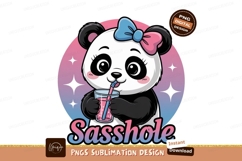 Cute panda drinking pink beverage image Product Image 1