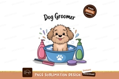 Cartoon Dog Getting Bathed Sublimation Png Product Image 1