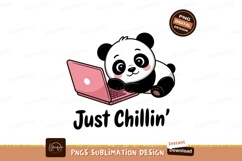 Sleeping panda with pink laptop black Product Image 1