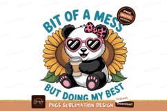 Cute panda with sunflower and coffee cartoon Product Image 1