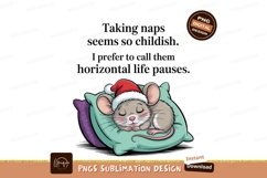 Sleeping mouse wearing santa hat on pillow image Product Image 1