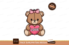 Teddy Bear Holding Heart Sublimation Png Product Image 1