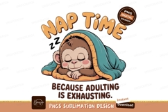 Sleeping monkey under blanket cute cartoon Product Image 1