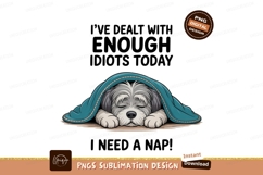 Sleeping shaggy dog under blue blanket image Product Image 1