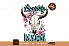 Country Mama Skull Flowers horns pink Product Image 1